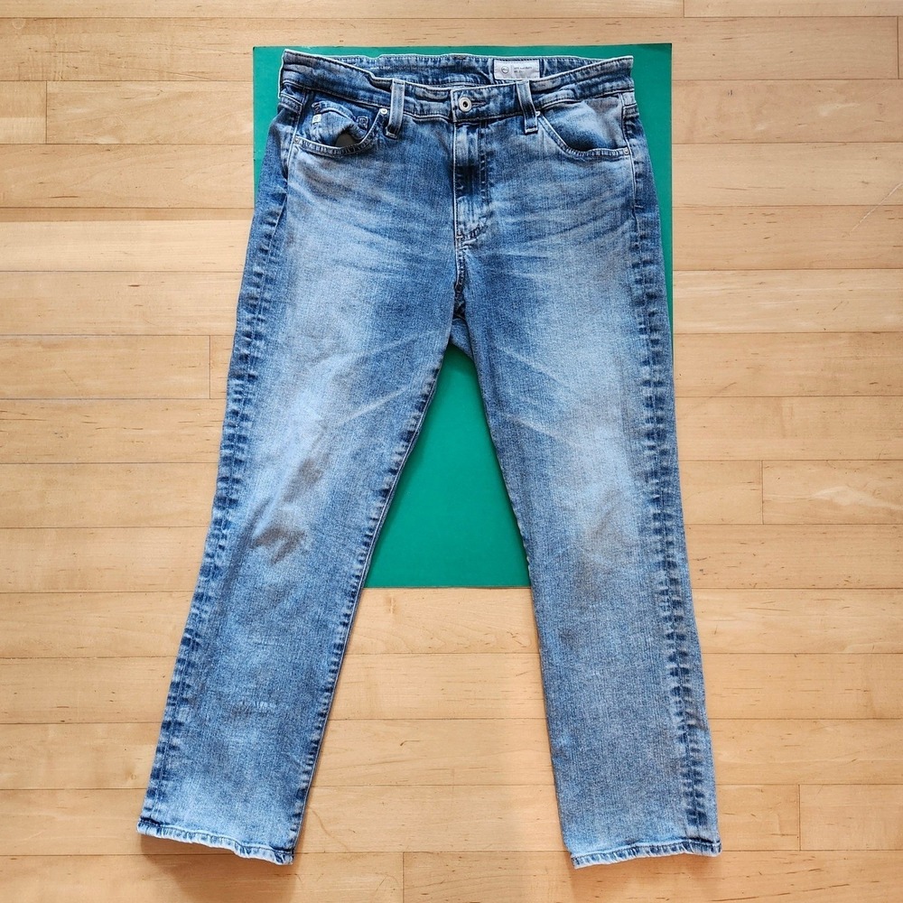 AG Adriano Goldschmied Mari Crop High Rise Slim Straight Jeans Blue Size 30R